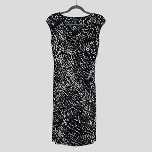 Vintage Lauren Ralph Lauren Cheetah Print Dress Womens Size 4 Thin Shoulder Pads